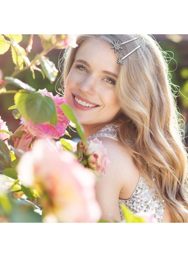 ChicAbode 6 Pcs Star and Moon Hair Clips, Vintage Rhinestone Hair Pins, Non-Slip Metal Barrettes, No Hair Damage - Image 3