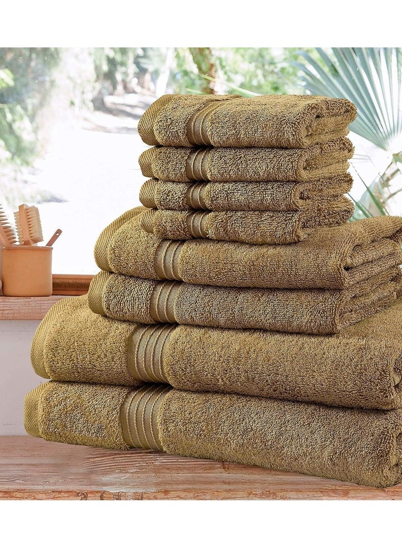 Comfy Cotton Beige 600 Gsm 8 pc Set For Bath And Spa Towel Set Includes 2Xbath Towels 70X140 Cm 2Xhand Towels 40X70 Cm 4Xwashcloths 30X30 Cm - Image 1