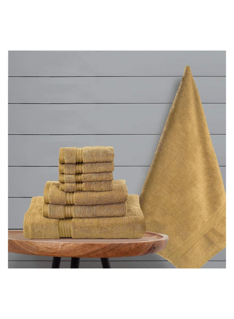 Comfy Cotton Beige 600 Gsm 8 pc Set For Bath And Spa Towel Set Includes 2Xbath Towels 70X140 Cm 2Xhand Towels 40X70 Cm 4Xwashcloths 30X30 Cm - Image 2