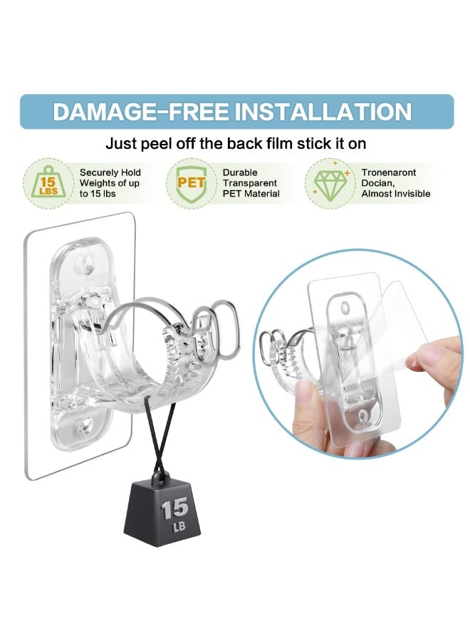 RAHAYM 2 Pack No Drill Adhesive Curtain Rod Brackets, No Wall Damage Rod Holders, Sticky Curtain Rods Hooks, Nail Free Adjustable Curtain Hanger for Wall, Decor Living Room, Bedroom, Bathroom - Image 4