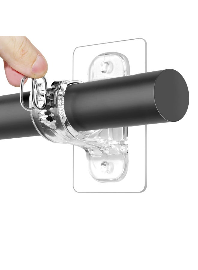 RAHAYM 2 Pack No Drill Adhesive Curtain Rod Brackets, No Wall Damage Rod Holders, Sticky Curtain Rods Hooks, Nail Free Adjustable Curtain Hanger for Wall, Decor Living Room, Bedroom, Bathroom - Image 1