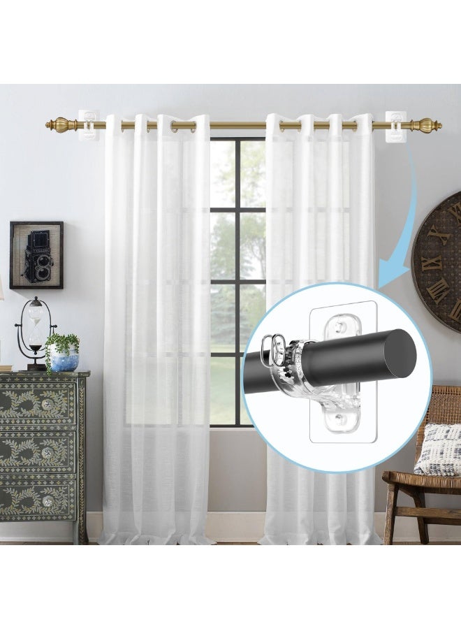 RAHAYM 2 Pack No Drill Adhesive Curtain Rod Brackets, No Wall Damage Rod Holders, Sticky Curtain Rods Hooks, Nail Free Adjustable Curtain Hanger for Wall, Decor Living Room, Bedroom, Bathroom - Image 3