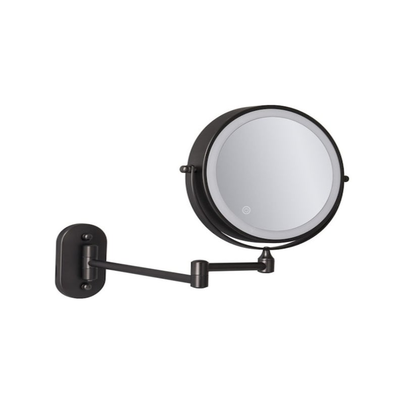 Wall - mounted folding mirror for bathroom makeup mirror. Double - sided, hole - free mirror for hotels. With LED light magnifier for dressing and beauty - enhancing. - Image 1