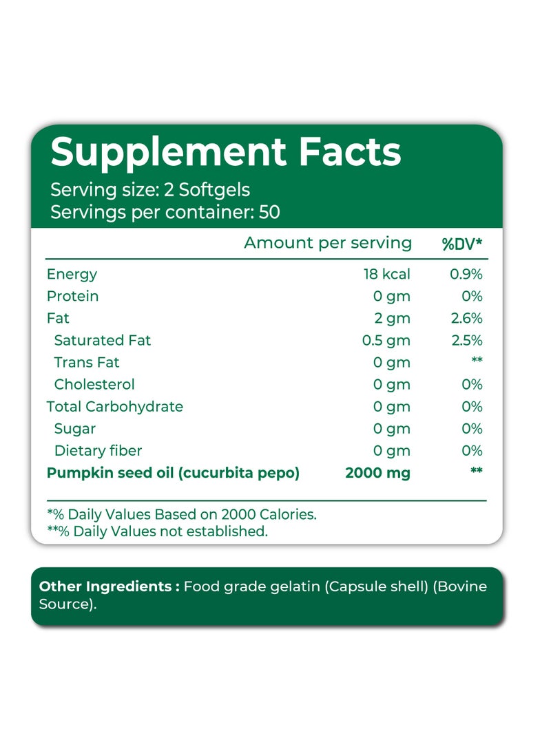 Oladole Natural Pumpkin Seed 2000mg – 100 Softgels - Image 3