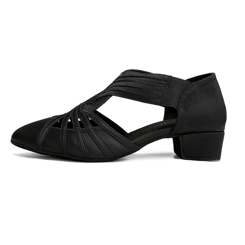 YYTing Women Swing Latin Ballroom Dance Shoes (Closed Toe, Suede Sole) YT12(9.5,Black) - Image 4