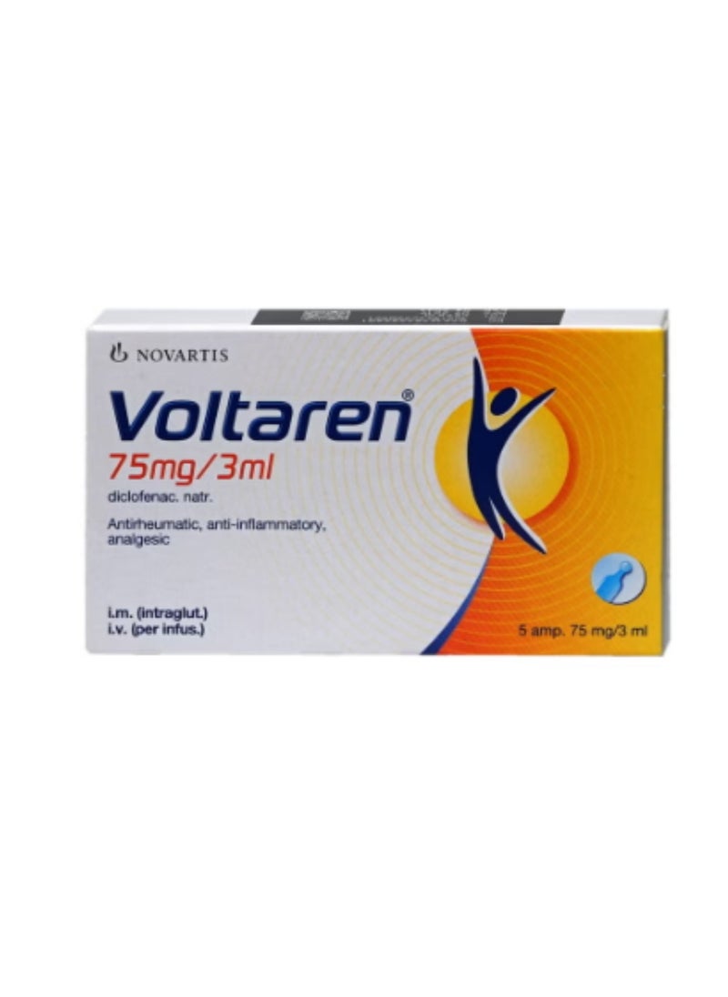 NOVARTIS - Voltaren, Anti-Inflammatory, 75 Mg/3 Ml Ampoules - 5 Pcs - Image 1