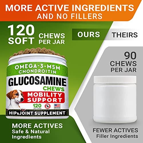 STRELLALAB Glucosamine Treats for Dogs - Joint Supplement w/Omega-3 Fish Oil - Chondroitin, MSM - Advanced Mobility Chews - Joint Pain Relief - Hip & Joint Care - Peanut Butter Flavor - 120 Ct - Image 3