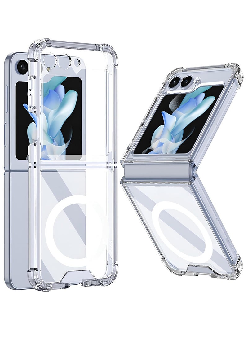 ELTRAZONE Transparent Magnetic Case for Samsung Galaxy Z Flip 5 – Slim, Shockproof Design with MagSafe Compatibility & Wireless Charging Support - Image 1