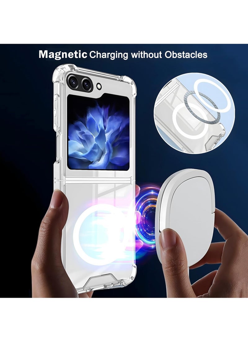ELTRAZONE Transparent Magnetic Case for Samsung Galaxy Z Flip 5 – Slim, Shockproof Design with MagSafe Compatibility & Wireless Charging Support - Image 4