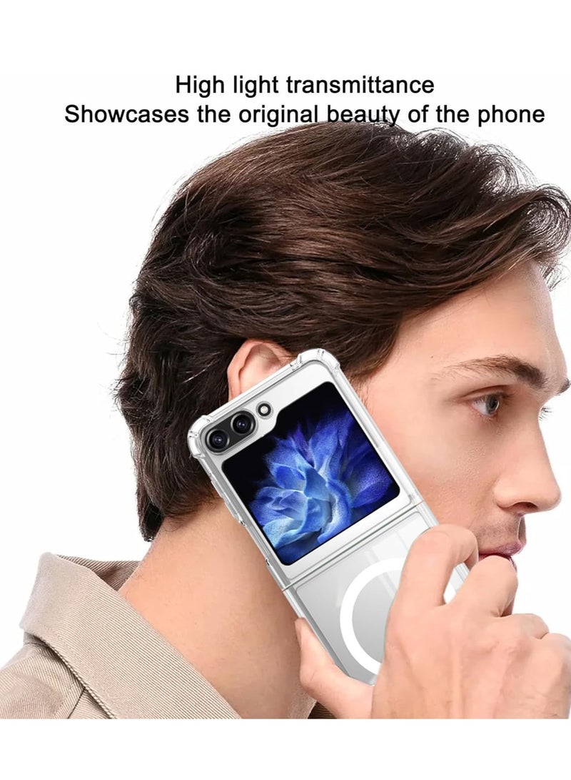 ELTRAZONE Transparent Magnetic Case for Samsung Galaxy Z Flip 5 – Slim, Shockproof Design with MagSafe Compatibility & Wireless Charging Support - Image 5