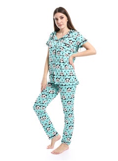 Caesar Women Pajama Set With Pants And Button Design  - Image 2