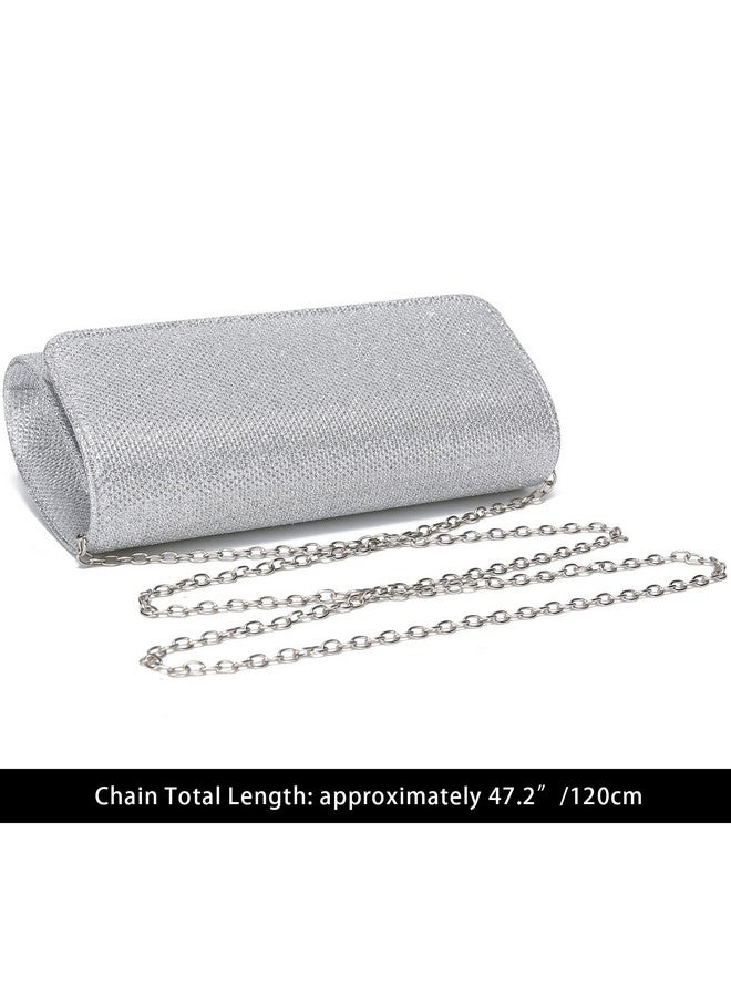 Outrip Women's Evening Bag Clutch Purse Glitter Party Wedding Handbag with Chain (Silver) - Image 3