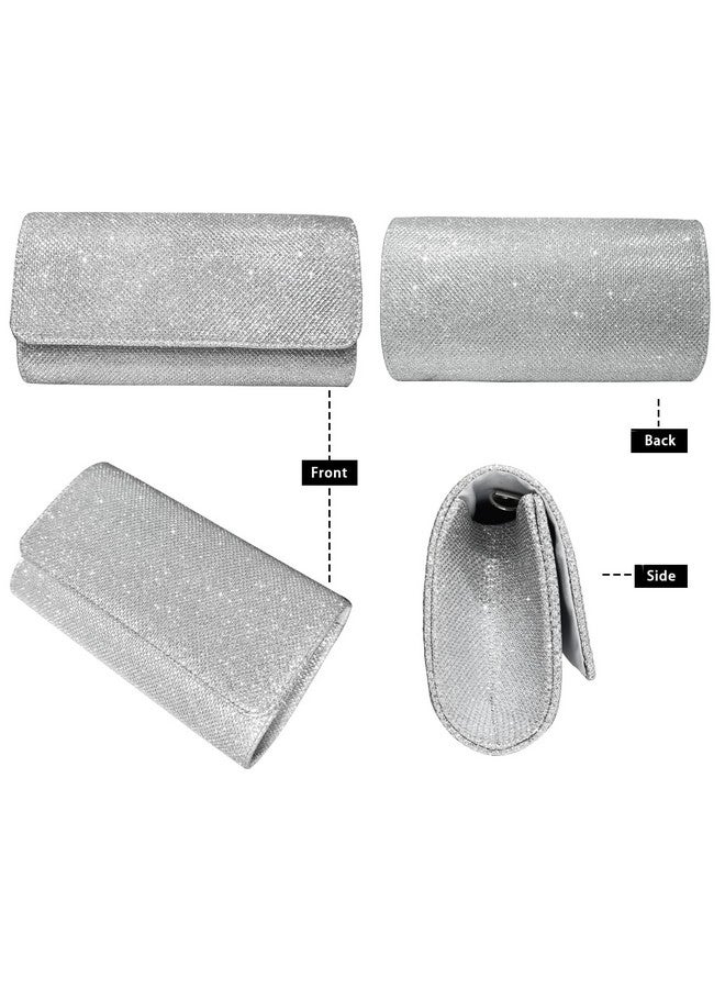 Outrip Women's Evening Bag Clutch Purse Glitter Party Wedding Handbag with Chain (Silver) - Image 2