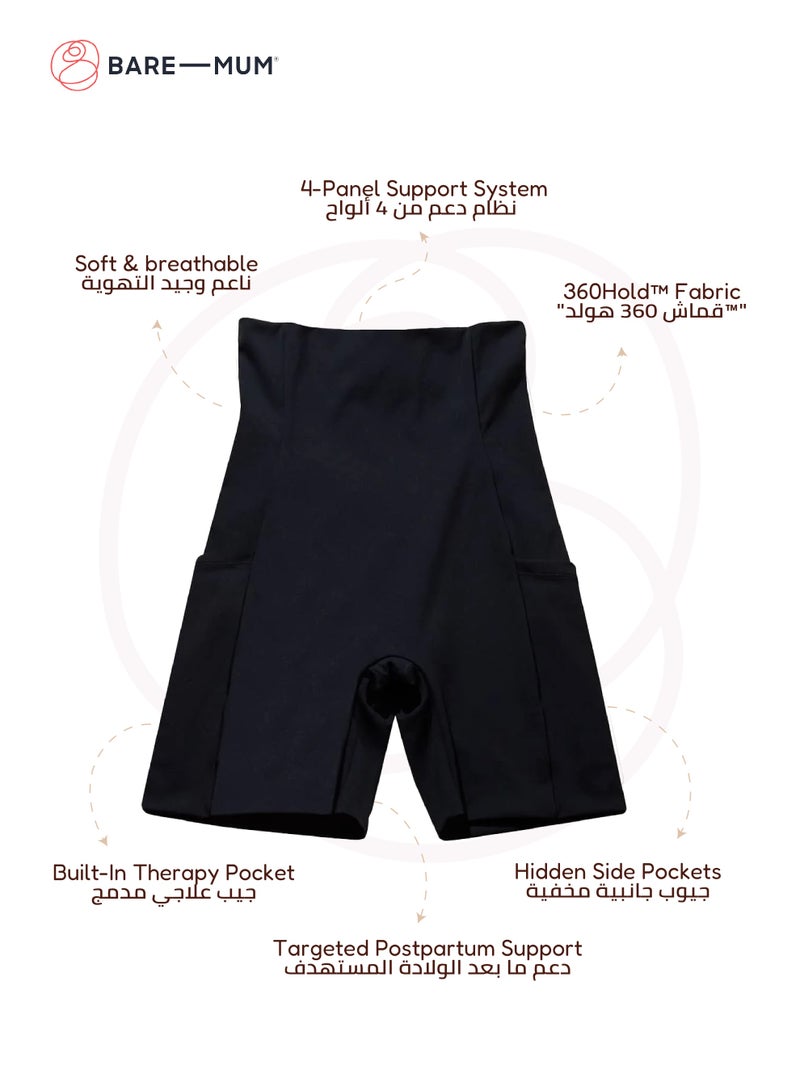 BARE-MUM Postpartum Recovery Shorts | 360˚ Support for Abdomen | Pelvic Floor & Back | Warm & Cool Therapy Pocket | Seamless Design | Breathable | Machine Washable | Size: Medium - Image 3