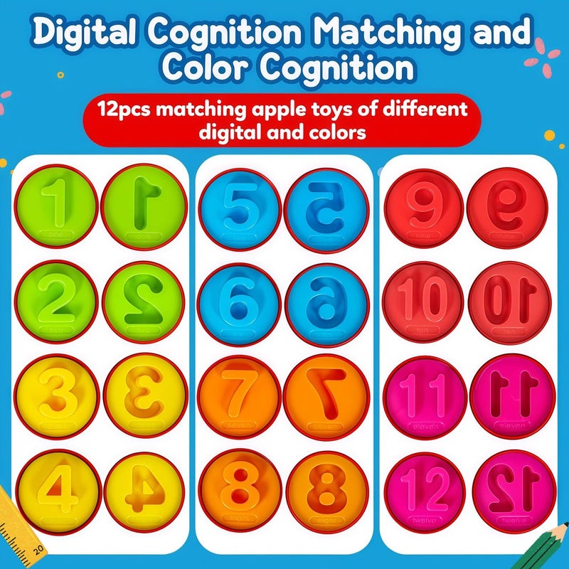 FQKIOMY Apple Toy - Montessori Educational Learning Number Matching Color Sorting Toys for  Toddlers - Image 2