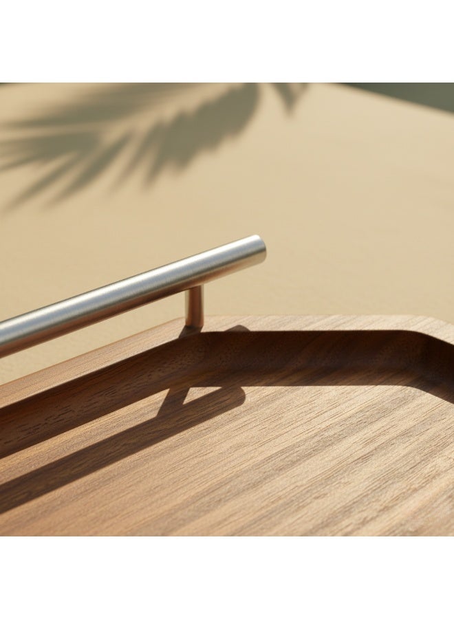 CASA HOME Premium Natural Wooden Serving Tray Set with Stainless Steel Handles – Luxury Coffee, Tea & Snack Trays for Home, Dining & Hospitality - Image 3