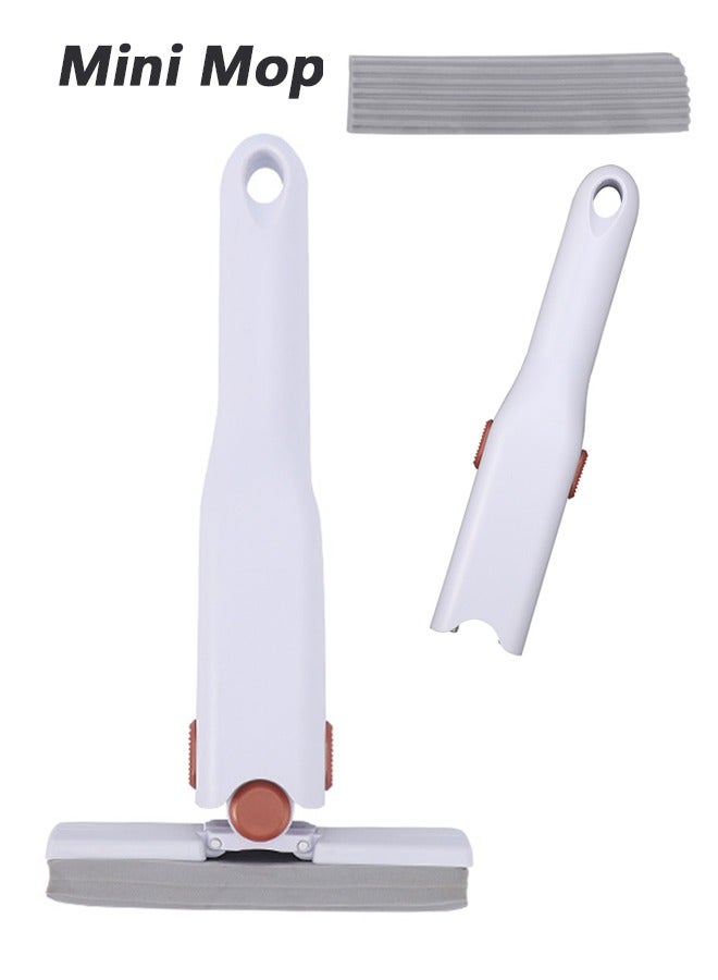 NIBEMINENT Mini Mop Portable Self-Squeeze Small Mop Self Wringing Mop Strong Absorbent Sponge Mop Hand Mop Easily Dry Cleaning Mop for Floor Bathroom Kitchen Glass Car - Image 1