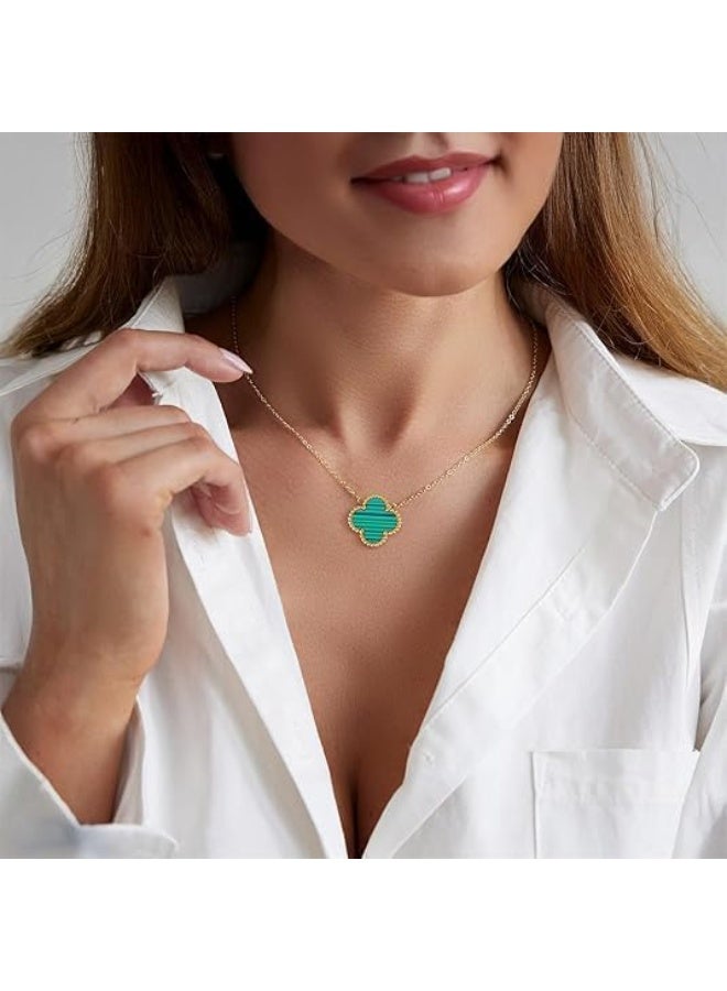 Luxuria 18k gold-plated stainless steel necklace, modern and simple design four-leaf clover pendant, choker for women - Image 1