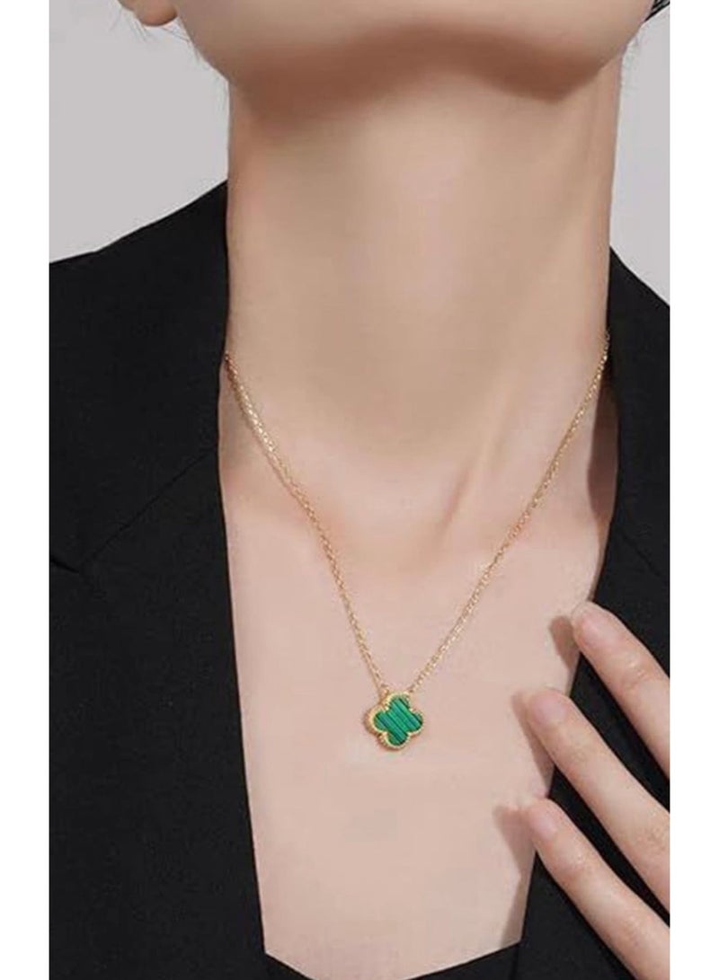 Luxuria 18k gold-plated stainless steel necklace, modern and simple design four-leaf clover pendant, choker for women - Image 5