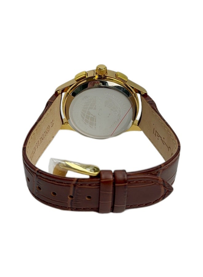 Al Fajr Analogue and digital dual-display Gold circular dial wristwatch, brown leather strap and black dial Minimalist and fashionable style watch WW-22GBL-ZS - Image 3