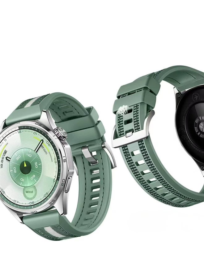 22mm Braid Nylon Silicone Strap For Huawei Watch GT6 46mm | GT6 Pro| GT5 46mm | Pro | GT4 46mm | GT2 Pro | GT2 GT3 46mm | Watch 4 | Watch 3/3 Pro | GT3 | GT3 Pro (Official Green) - Image 1