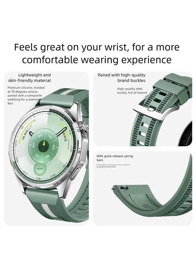 22mm Braid Nylon Silicone Strap For Huawei Watch GT6 46mm | GT6 Pro| GT5 46mm | Pro | GT4 46mm | GT2 Pro | GT2 GT3 46mm | Watch 4 | Watch 3/3 Pro | GT3 | GT3 Pro (Official Green) - Image 3