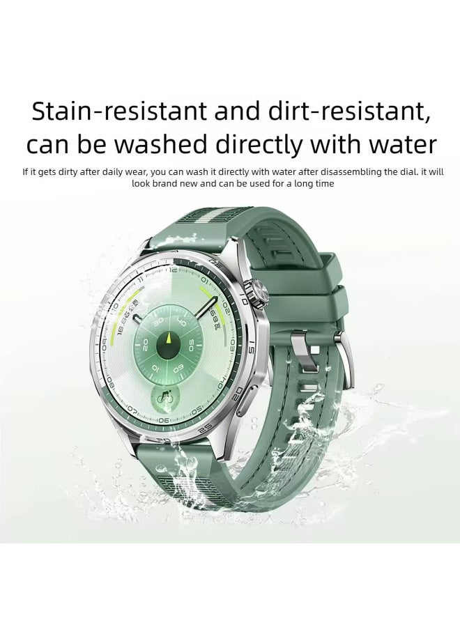 22mm Braid Nylon Silicone Strap For Huawei Watch GT6 46mm | GT6 Pro| GT5 46mm | Pro | GT4 46mm | GT2 Pro | GT2 GT3 46mm | Watch 4 | Watch 3/3 Pro | GT3 | GT3 Pro (Official Green) - Image 2