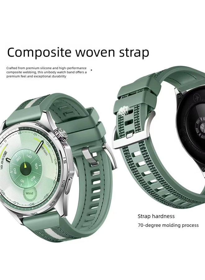 22mm Braid Nylon Silicone Strap For Huawei Watch GT6 46mm | GT6 Pro| GT5 46mm | Pro | GT4 46mm | GT2 Pro | GT2 GT3 46mm | Watch 4 | Watch 3/3 Pro | GT3 | GT3 Pro (Official Green) - Image 4