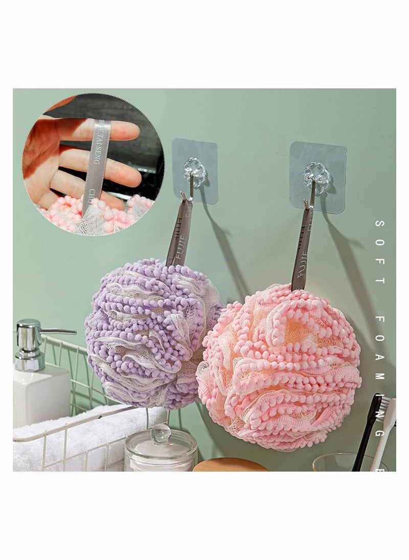 Y&D - 4Pcs Bath Loofahs Shower Puff Ball Flower Loofah Sponge Exfoliating Body Scrubber Pouf for Kids Men Women Delicate Skin - Image 1