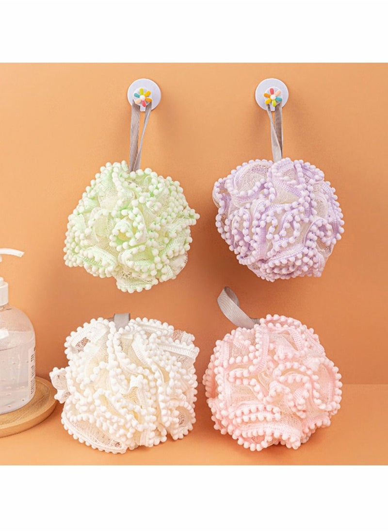 Y&D - 4Pcs Bath Loofahs Shower Puff Ball Flower Loofah Sponge Exfoliating Body Scrubber Pouf for Kids Men Women Delicate Skin - Image 1