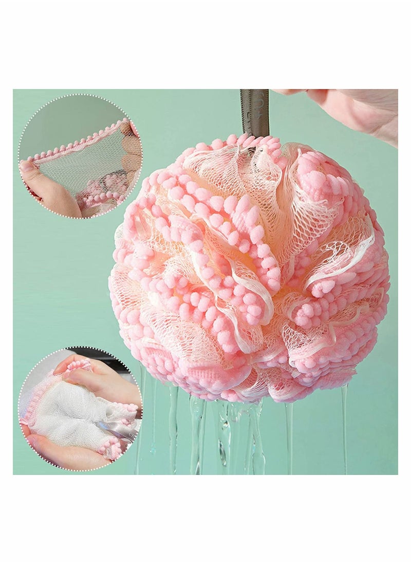 Y&D - 4Pcs Bath Loofahs Shower Puff Ball Flower Loofah Sponge Exfoliating Body Scrubber Pouf for Kids Men Women Delicate Skin - Image 1