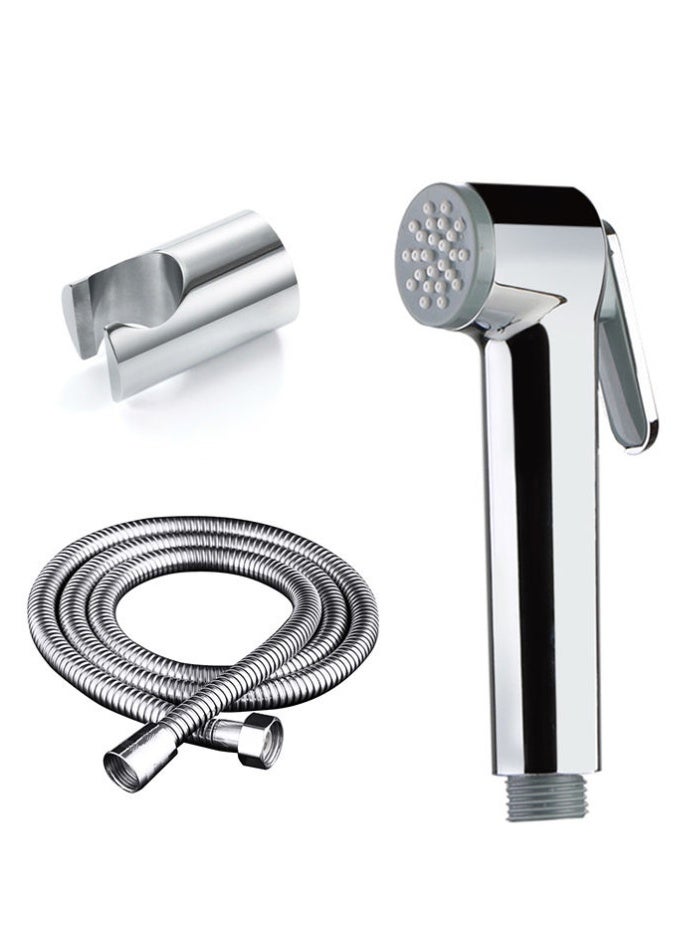MODI Chrome Stainless Steel Shattaf Hand Spray Set Handheld Toilet Bidet Sprayer with Flexible Hose & Wall Mount Jet Spray - Image 2