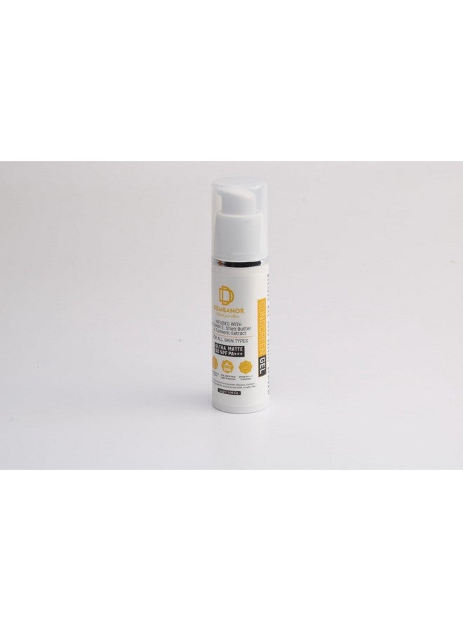 DEMEANOR Face Gel Sunscreen SPF 50+ and PA++++ Fluid Sunscreen with Turmeric & Vtimain E sunscreen for oily & combination skin, normal skin | Broad spectrum sunscreen, No White Cast, Lightweight, Non greasy | Higher protection than sunscreen SPF - 30ml - Image 4