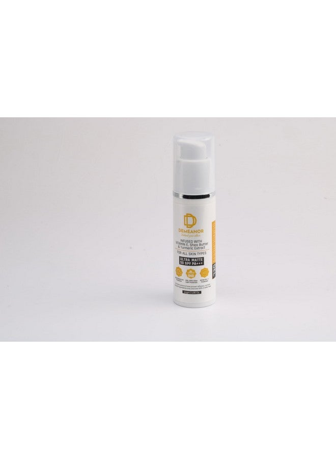 DEMEANOR Face Gel Sunscreen SPF 50+ and PA++++ Fluid Sunscreen with Turmeric & Vtimain E sunscreen for oily & combination skin, normal skin | Broad spectrum sunscreen, No White Cast, Lightweight, Non greasy | Higher protection than sunscreen SPF - 30ml - Image 3