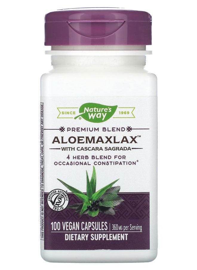 Nature's AloeMaxLax with Cascara Sagrada 360 mg 100 Vegan Capsules 