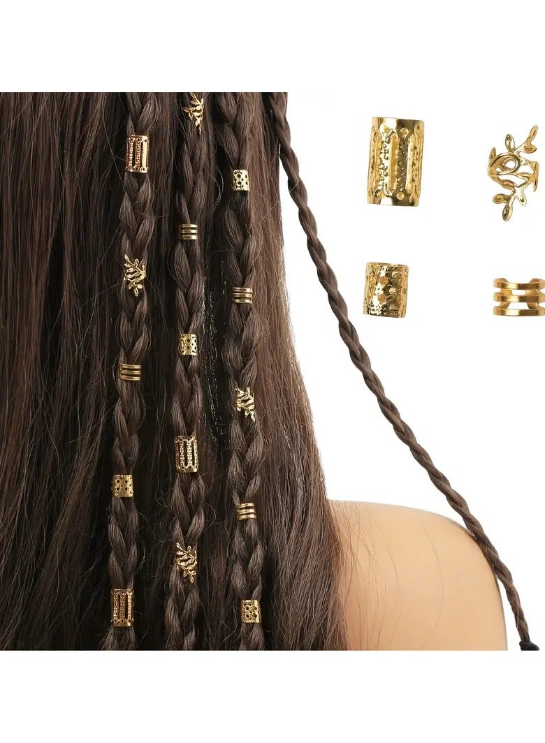 Goolsky 40pcs Solid Color Hollow Out Braid Rings Vintage Hair Rings Hair Buckles Stylish Hair Accessories For Women And Daily Use Wear  - Image 1