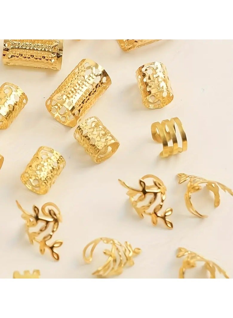 Goolsky 40pcs Solid Color Hollow Out Braid Rings Vintage Hair Rings Hair Buckles Stylish Hair Accessories For Women And Daily Use Wear  - Image 2