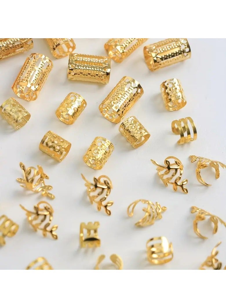 Goolsky 40pcs Solid Color Hollow Out Braid Rings Vintage Hair Rings Hair Buckles Stylish Hair Accessories For Women And Daily Use Wear  - Image 4