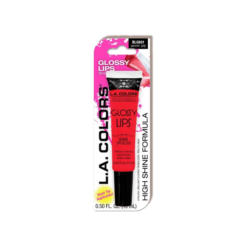 L.A. COLORS Glossy Lips Sheer Lipgloss (carded), BLG801 Jammin Jelly CBLG801