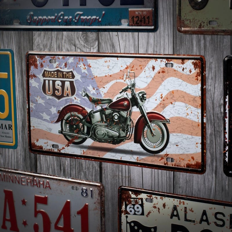 Eazywagon "Made in the U_S_A Motorbike" Vintage Retro Metal Signs - License Wall Plate, Car Tag - Ideal for Cafe, Restaurant, Shop, Home, Hotel, Club, Office, Living Area - Design Plaque - Image 2