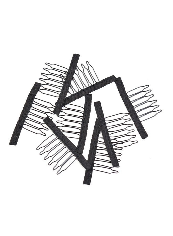 YTBYT YTBYT 24 Pcs Wig Combs to Secure Wigs 6-Teeth Clips with Cloth for Wig Caps Accessories (Black) - Image 5