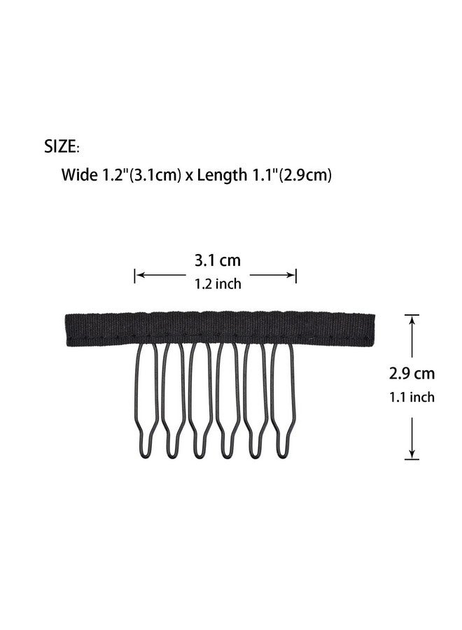 YTBYT YTBYT 24 Pcs Wig Combs to Secure Wigs 6-Teeth Clips with Cloth for Wig Caps Accessories (Black) - Image 3