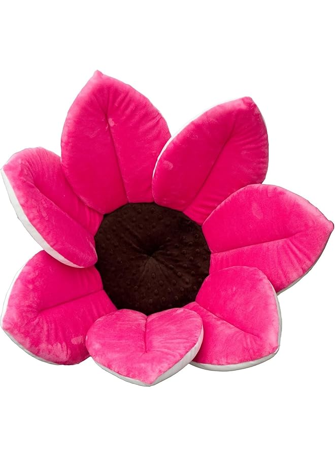 HALAMODO Newborn Baby Flower Anti Slip Sponge Bath Mat Blooming Cushions Ultrasoft Plush Sink Bathtub 80X80Cm (Rose) - Image 1