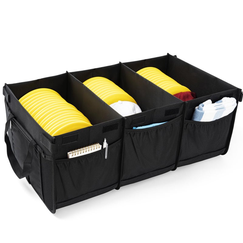 ITHWIU Disc Golf Storage Bag with Cover Large Capacity with 3 Dividers and 10 Side Pockets Each Divider can hold 24 Discs Entire Bag Can Hold up to 7280 Discs Black