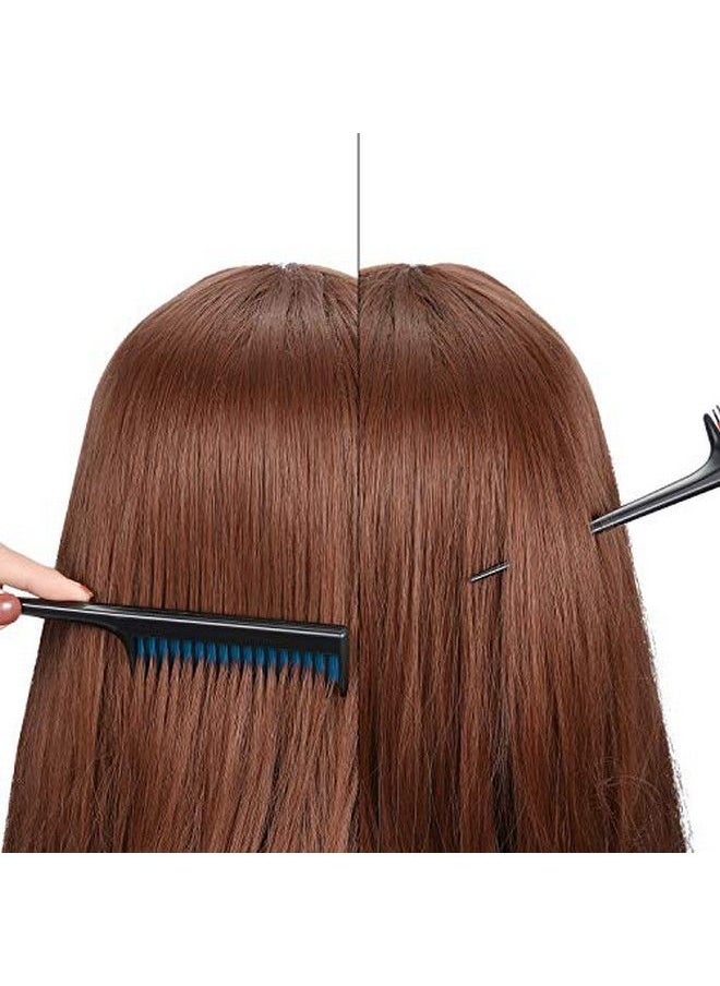 Leinuosen 3 Piece Triple Teasing Comb Rat Tail Comb Tool And Structure Tease Layers Rattail Comb For Women Back Combing Root Teasing Adding Volume Evening Styling (Black And Blue)  - Image 5