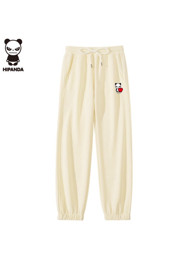 Hipanda o Panda Women's Casual Pants Autumn Trendy Brand Loose High Waist Slim Jogger Sweatpants Off-white XL - Image 4