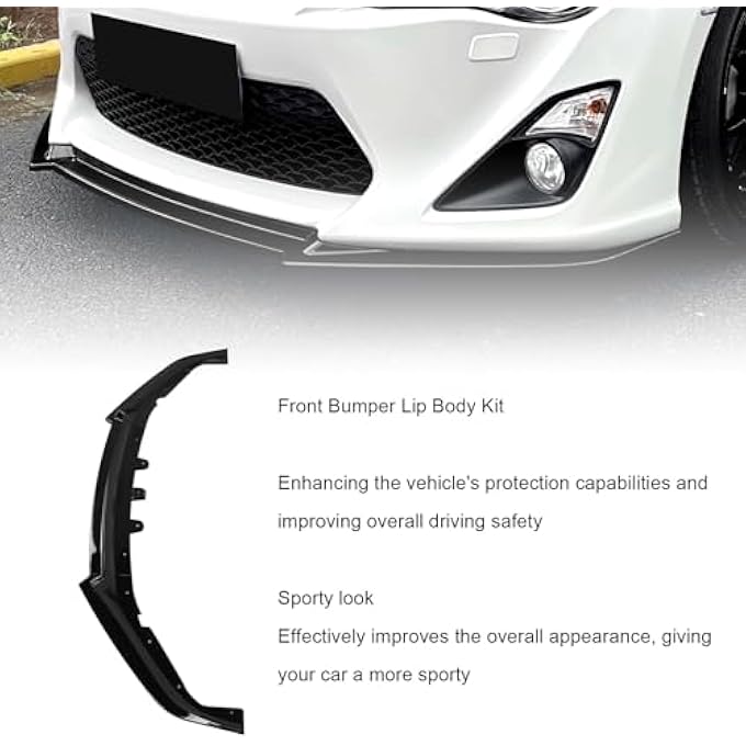 Depisuta Front Bumper Lip Spoiler, Glossy Black ABS Racing Body Kit Compatible with GT86 FT86 FR S, for 2012 to 2016 Model Easy to Install Enhanced Protecting - Image 3