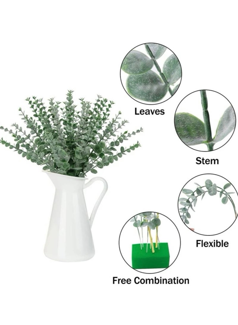 15 قطعة/نبات صناعي، فرع أوراق صناعية لديكور المنزل باللون الأخضر الداكن - Image 2