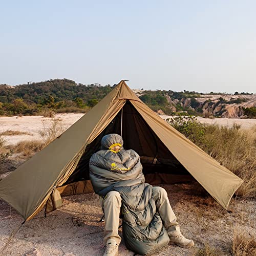 Mountaintop Ultralight Mummy Down Sleeping Bag 550 Fill Power Duck Down Suits for 50F 35F 20F for Camping Hiking Backpacking (Army Green 35F) - Image 2
