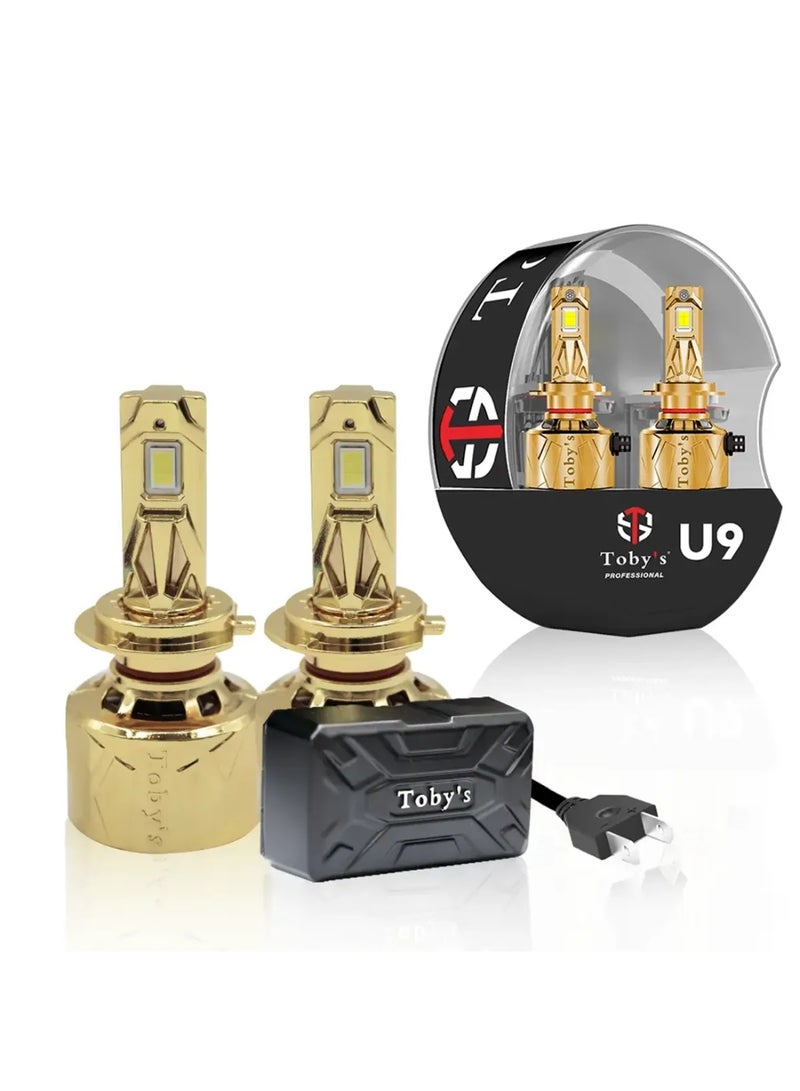 توبيز مصباح أمامي LED U9 من Toby's بقوة 100 واط/القطعة 200 واط/الزوج مع درجة حرارة لون 6500 كلفن للشعاع العالي والشعاع المنخفض - U9 HL - H13